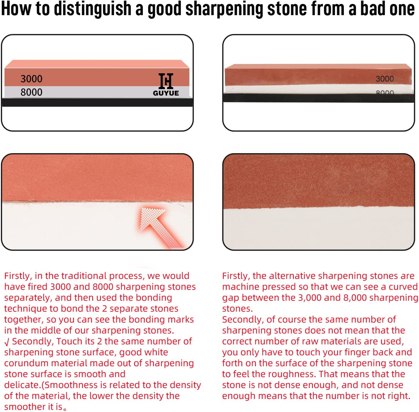 GUYUE Professional Knife Sharpening Stone Set,Professional Whetstone Sharpener,Premium 4 Side Grit 400/1000 3000/8000 Water Stone,Flattening Stone,Non-Slip Bamboo Base,Chisel Honing Guide. image number 5