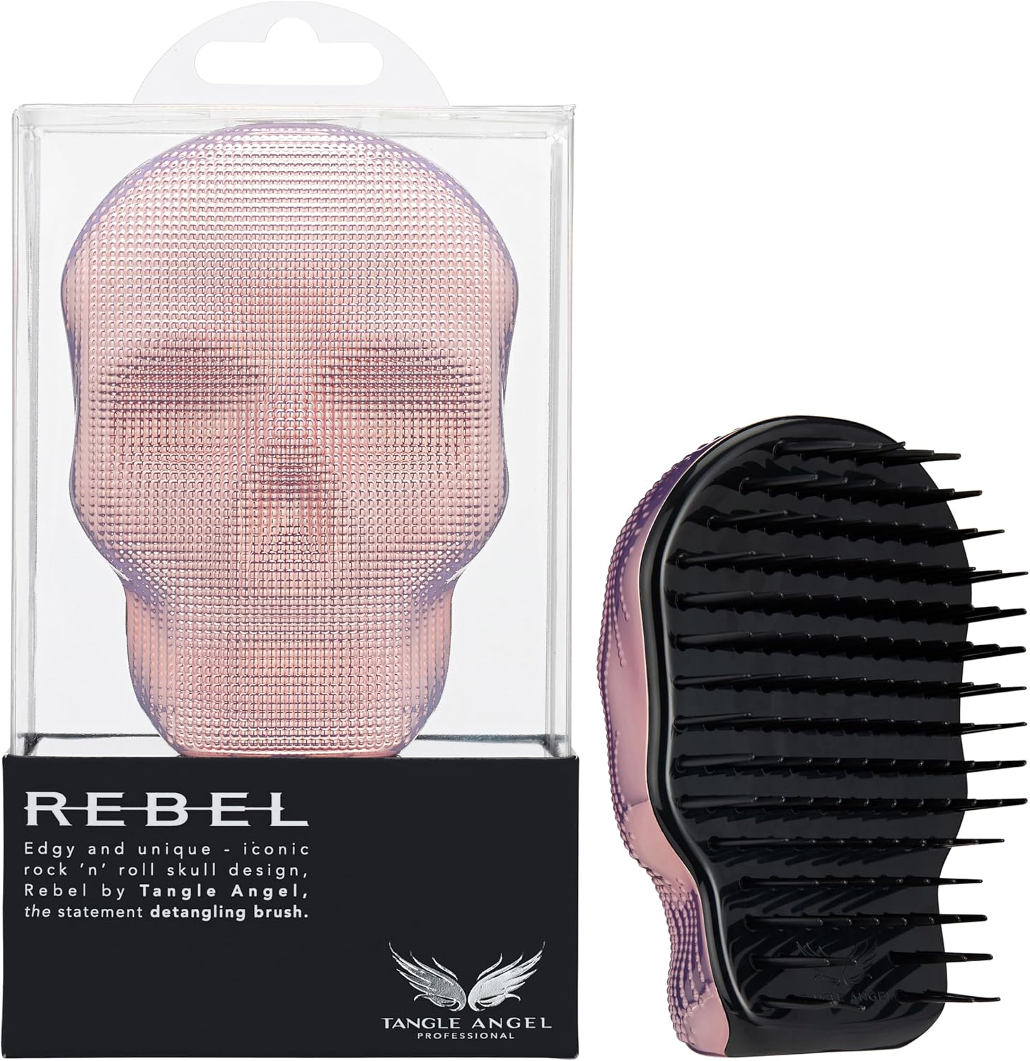 Tangle Angel Rebel - Detangling Hair Brush, Studded White Chrome
