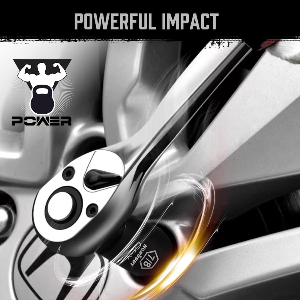 HORUSDY 19-Piece 1/2-Inch Drive Impact Socket Set, Imperial 3/8-1-1/4 Inch 6-Point Deep Sockets Set SAE Heavy Duty with Storage Case image number 3