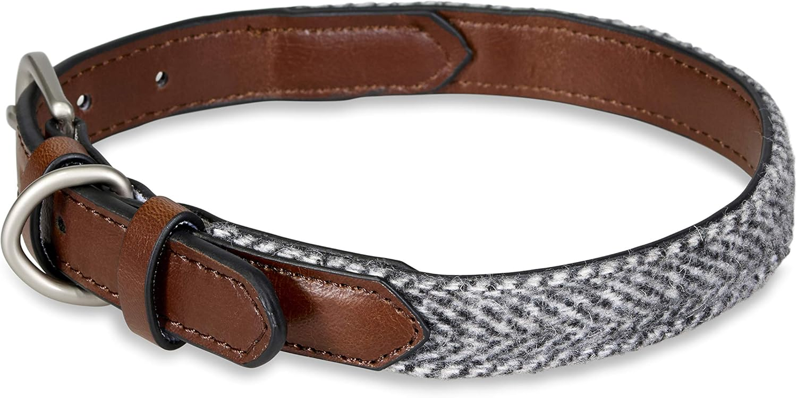 Petface Herringbone Leather Dog Collar, Small