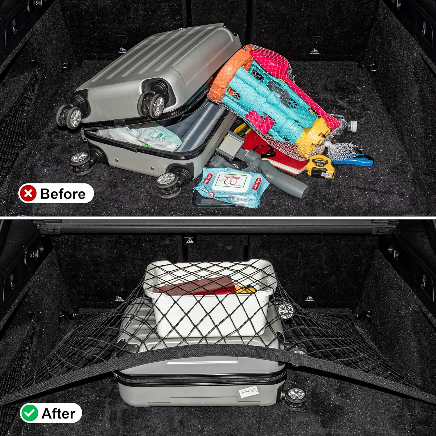 Elastic Cargo Net for SUV, Car Trunk Net Organizer with ABS Hook Storage Mesh Cargo Nets 70 X 50 Cm for Truck Bed Tailgate Netting Accessories image number 2