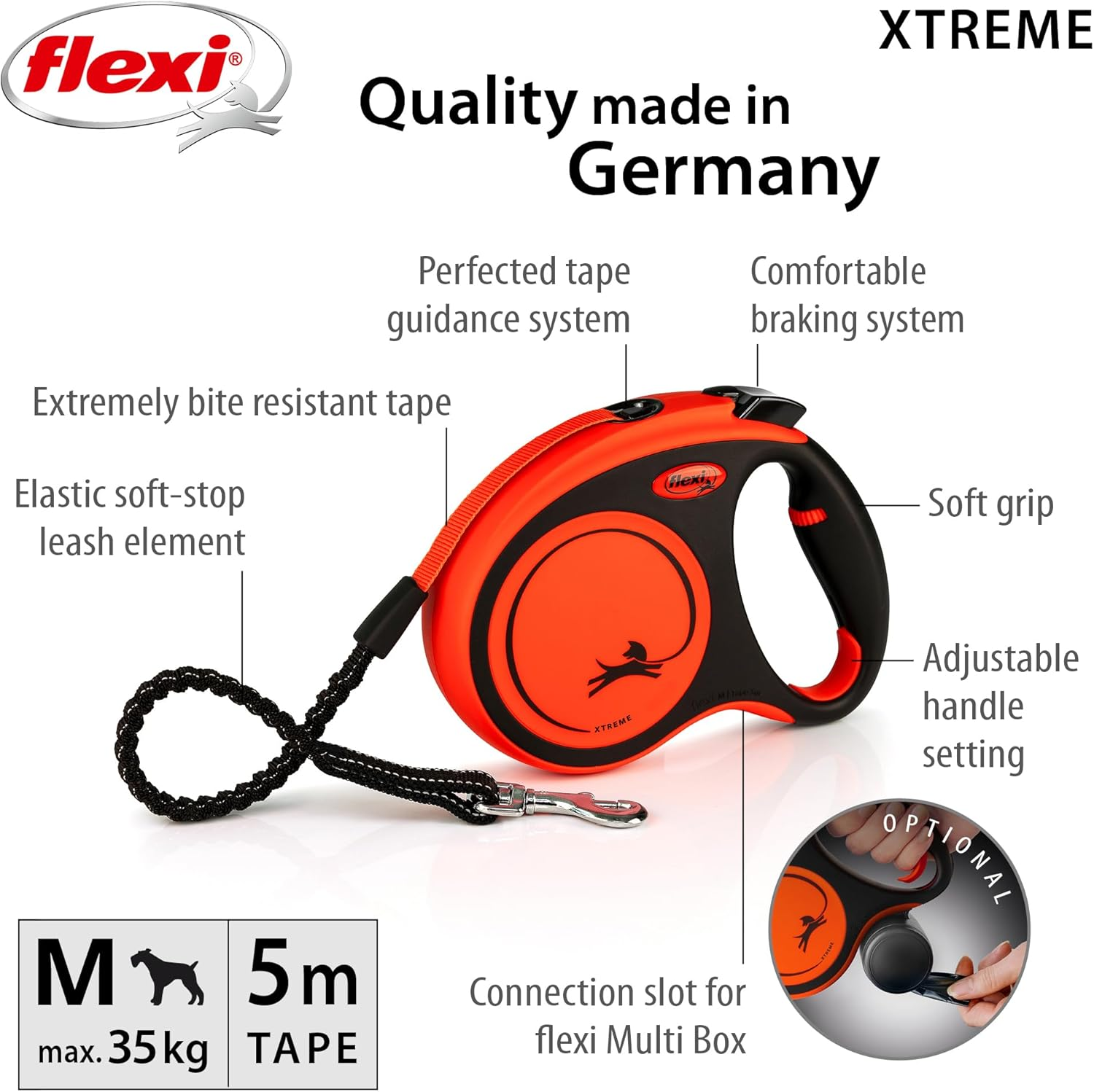 Flexi Retractable Dog Lead Xtreme Orange Medium image number 5