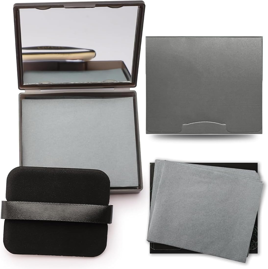 ROKZELT Blotting Paper Face, Pack of 300 Blotting Paper Face, Oil Control Paper, Oil-Absorbing Sheets, Matte Papers, Mirror Box, Self-Adhesive Powder Puff, for Oily Skin