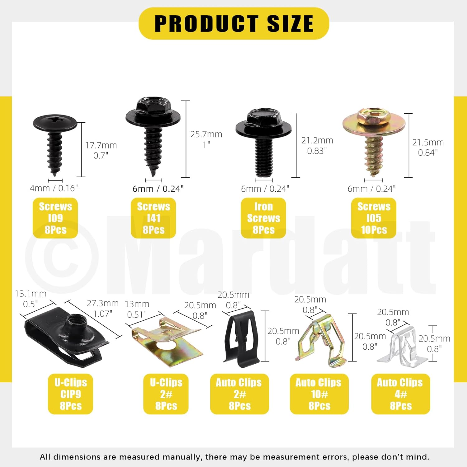 Mardatt 72Pcs Engine under Cover Body Bolts Screws, Metal Trim Panel Spring Clips and U-Clip Kit, Auto Car Splash Shield Guard Body Bolts Fastener with Screws U-Nuts Trim Moulding Clip for Cars image number 3