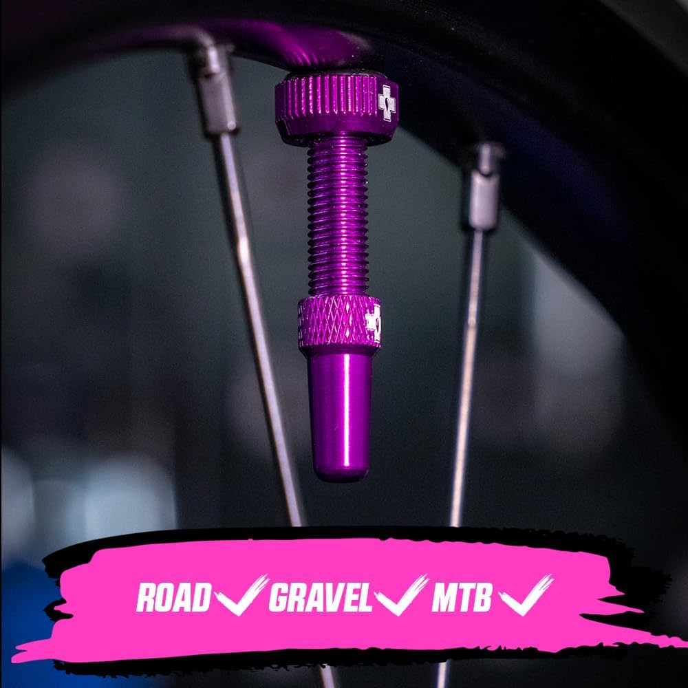 Muc-Off Tubeless Valves, Purple 60Mm - Dust Caps for Bikes with Valve Core Removal Tool - Presta Valve Caps for Tubeless Mtb/Road/Gravel Bikes image number 4