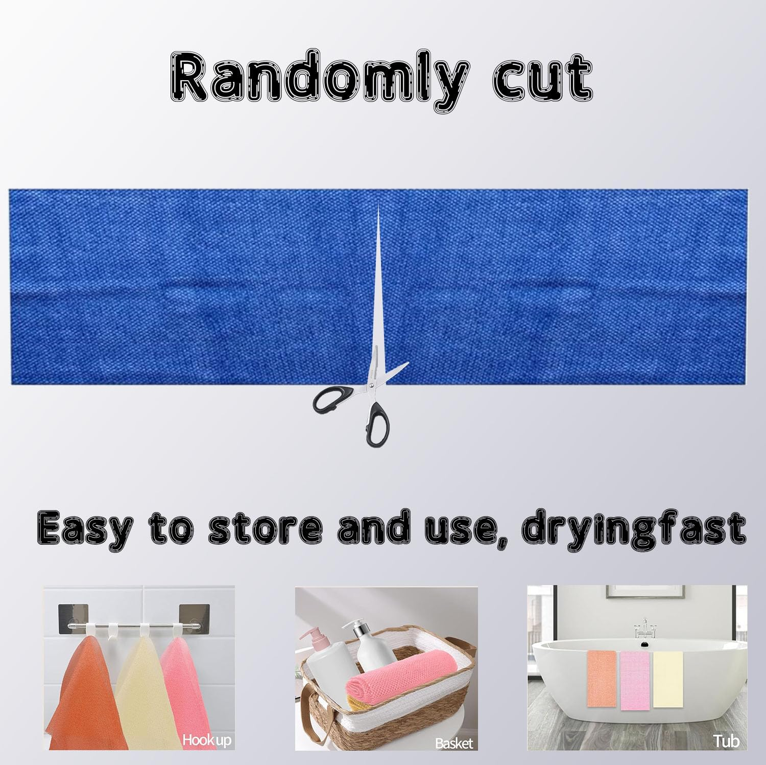 3 Pcs African Net Sponge Authentic，Body Scrubber, Body Exfoliator, Body Scrubber Net for Back Skin Smoother (Black, White, Blue) - Blue image number 7