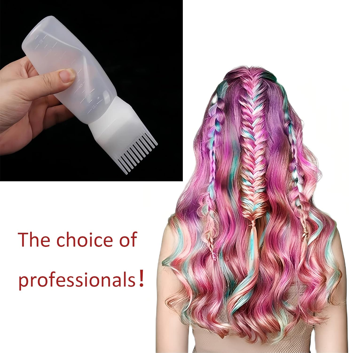 Root Comb Applicator Bottle 6 Ounce,3 Pack Applicator Bottle for Hair Dye with Graduated Scale(White) image number 3
