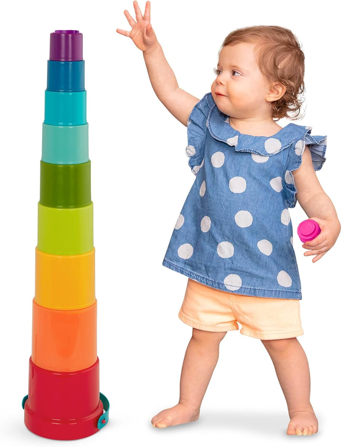 Battat &ndash; Stacking Cups &ndash; 10 Pcs &ndash; Plastic Nesting Toys &ndash; Bucket with Carry Handle &ndash; Water & Sand &ndash; Colorful Toy Set for Toddlers &ndash; Stack up Cups &ndash; 18 Months + image number 4