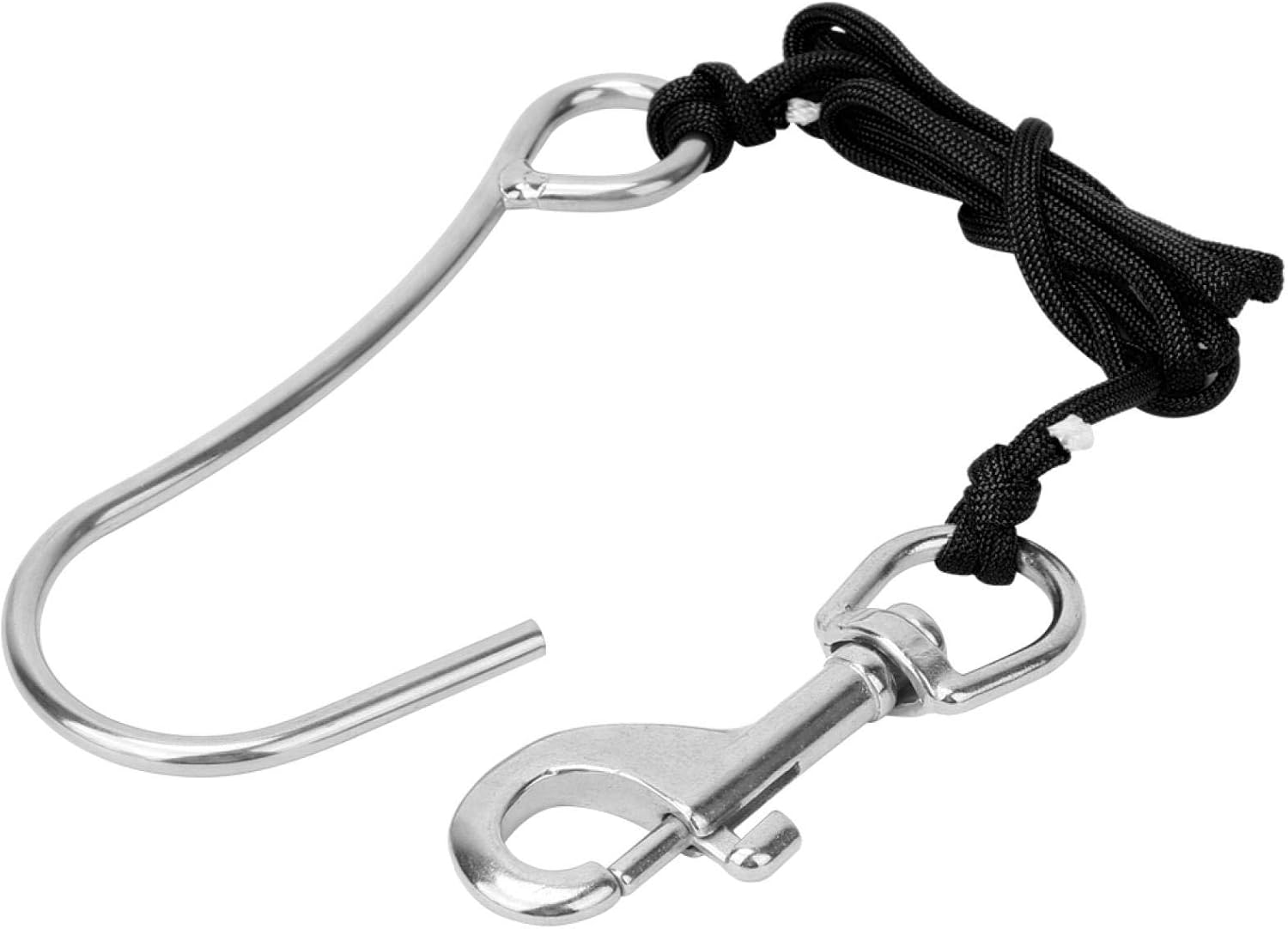 Single Reefs Hook, Scuba Reefs Hook Line Snare Drift Diving Hook Scuba Hanger Supplies Stainless Steel Clip Equipment with Quick Release Buckle and Dive Spring Coil - Black image number 3