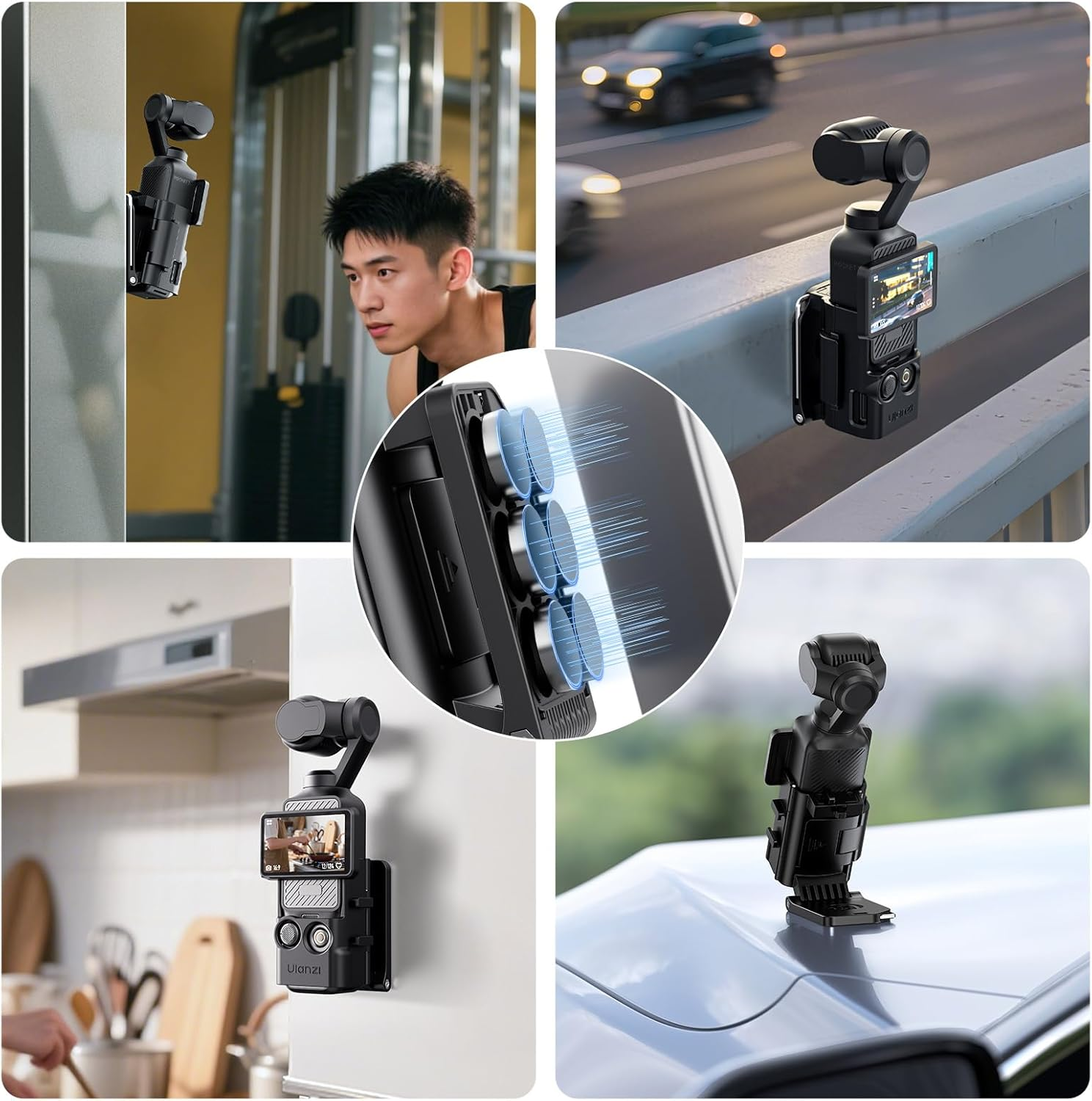 ULANZI PK15 Magnetic Mount Stand Compatible with DJI Osmo Pocket 3 Accessories,Quick Release Mount Action Camera Base for DJI Osmo Pocket 3 4 image number 2