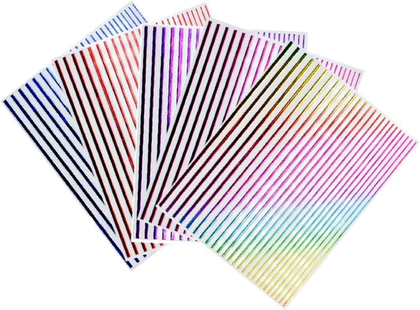 5Pc/Set Glitter Nail Sticker Metal Stripe Line Nail Art Color Stickers DIY Decals Manicure Decoration 8X10Cm Zhengpingpai image number 6