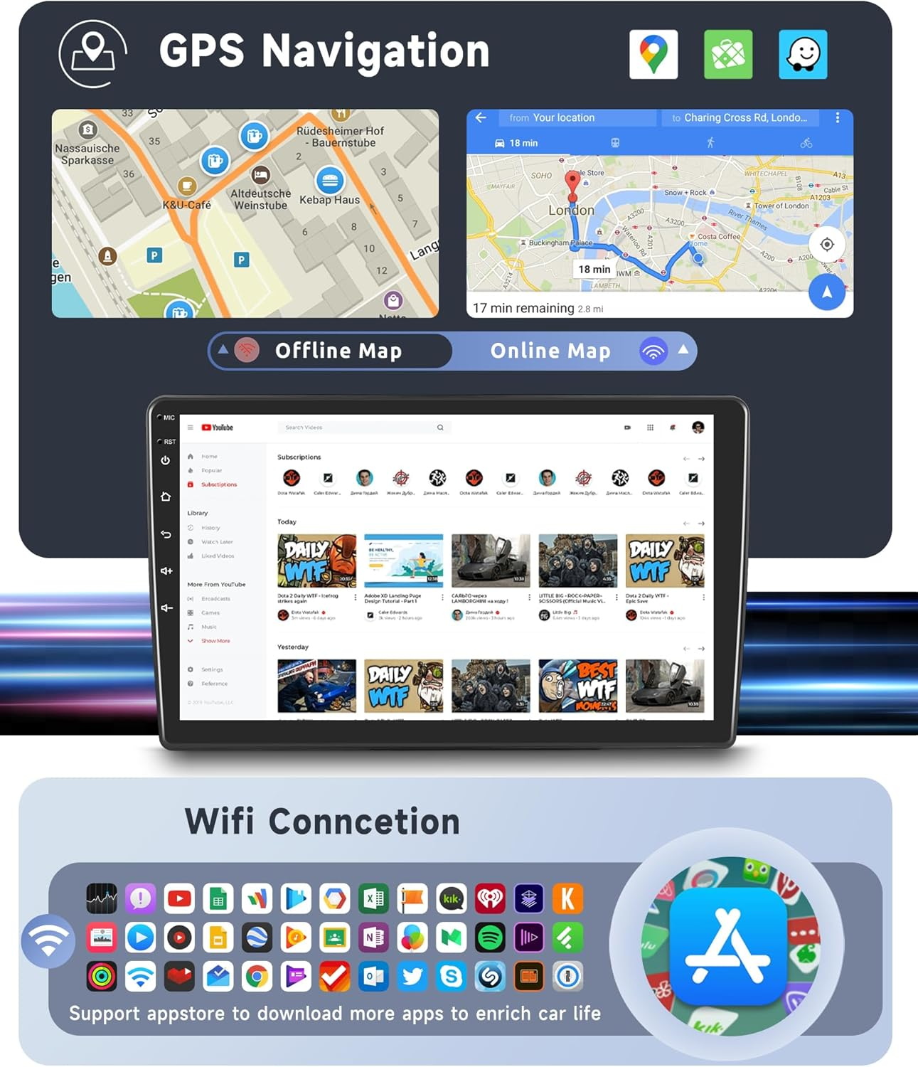 8 Core 4G+64G for Jeep Wrangler JK Compass Grand Cherokee Dodge Ram Radio, 10.1 Inch Touch Screen with Wireless Carplay/Android Auto/Gps/Backup Camera image number 3