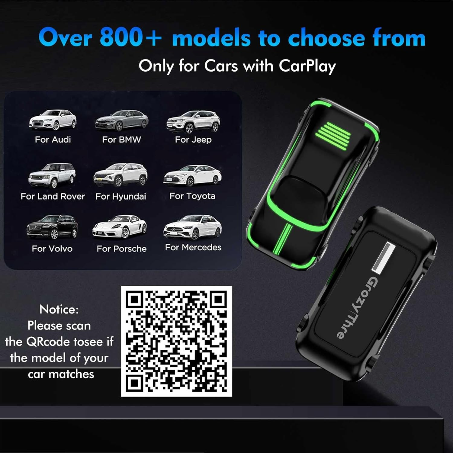 Carplay Wireless Adapter for Iphone-2024 Upgrade Carplay 5S Fast Connect and Stable Connection, Plug & Play Convert OEM Wired to Wireless Carplay Fit for 2016+ Cars(Cp-03) image number 1