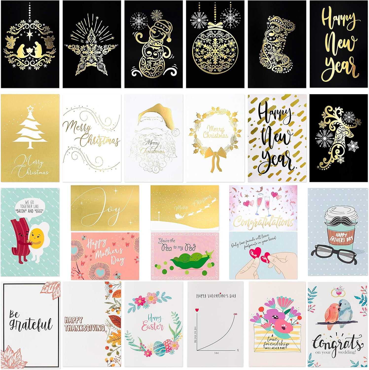 100 All Occasion Greeting Cards- 100 Eye Catching Designs with Greeting Card Organizer Box- Friendship Cards, Anniversary Cards, BFF Cards, Thanks Cards, Wedding Cards & More- 4 X 6 with 100 Envelopes