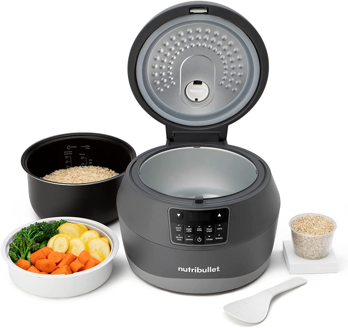 Nutribullet Everygrain Rice Cooker, Dark Grey, Rice Cooker, Grain Cooker, 10 Cup Capcity, 5 Cooking Modes for Different Types of Rice and Grains (NBG07100) image number 6