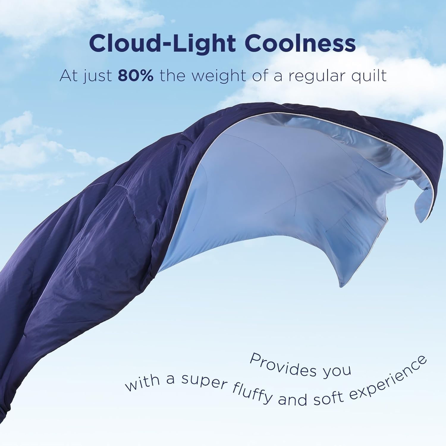 Elegear Cooling Comforter for Hot Sleepers, Arc-Chill 3.0 Cool-To-Touch Fabric with Breathable Air Mesh Filling, Lightweight All-Season Temperature-Regulating Cooling Blanket Quilt, Blue image number 7