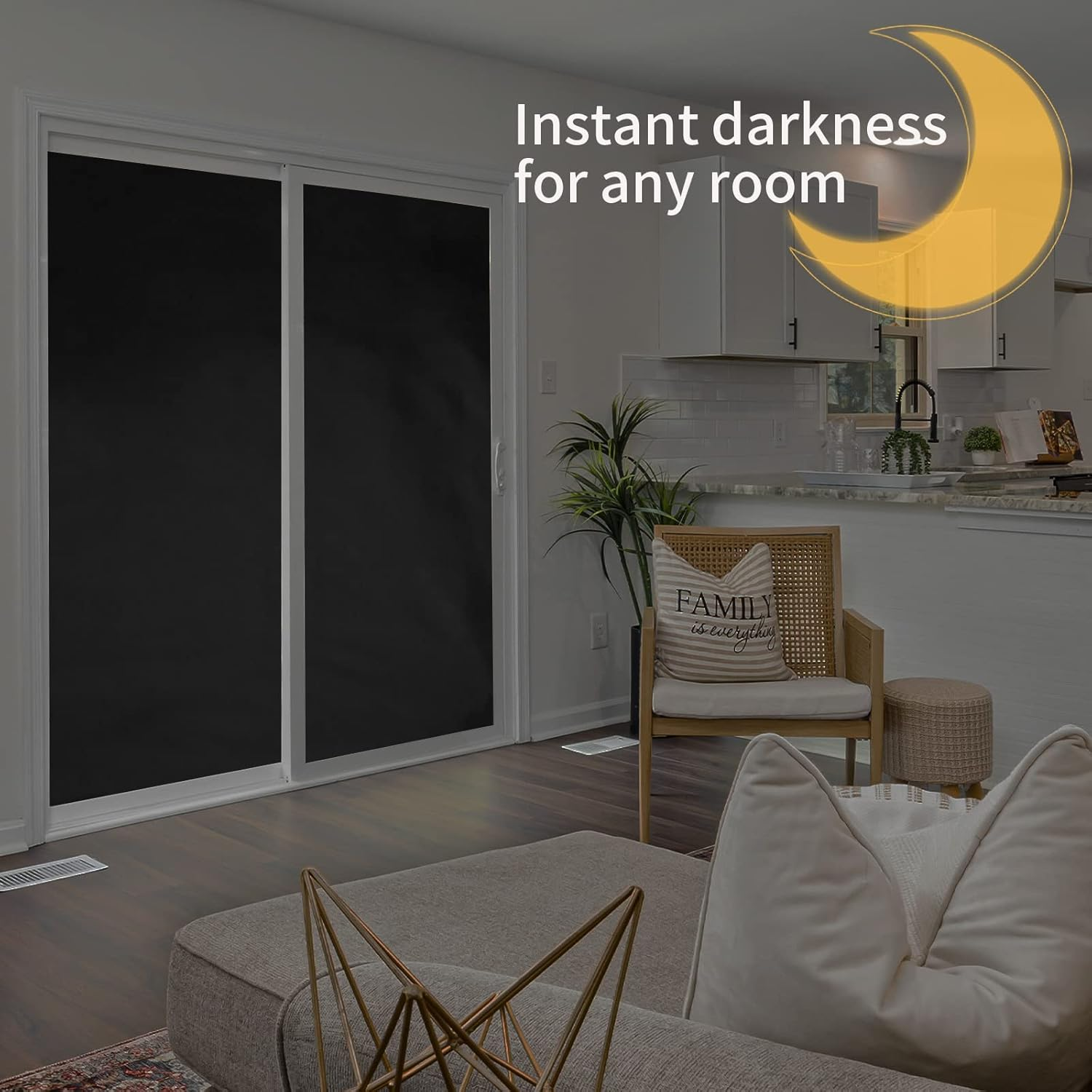VANTEN 2024 Upgraded Blackout Curtains, 157" X 59" Blackout Shades, 100% Blackout Window Cover with Strong Hook and Loop Tapes, Temporary Blackout Blinds for Baby Nursery, Bedroom, Travel, Cars - Black  Star image number 4