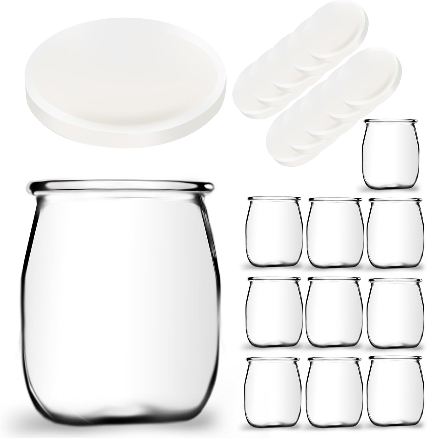 HEEKSE Set of 12 Yoghurt Jars with 24 Lids, Made in France image number 2