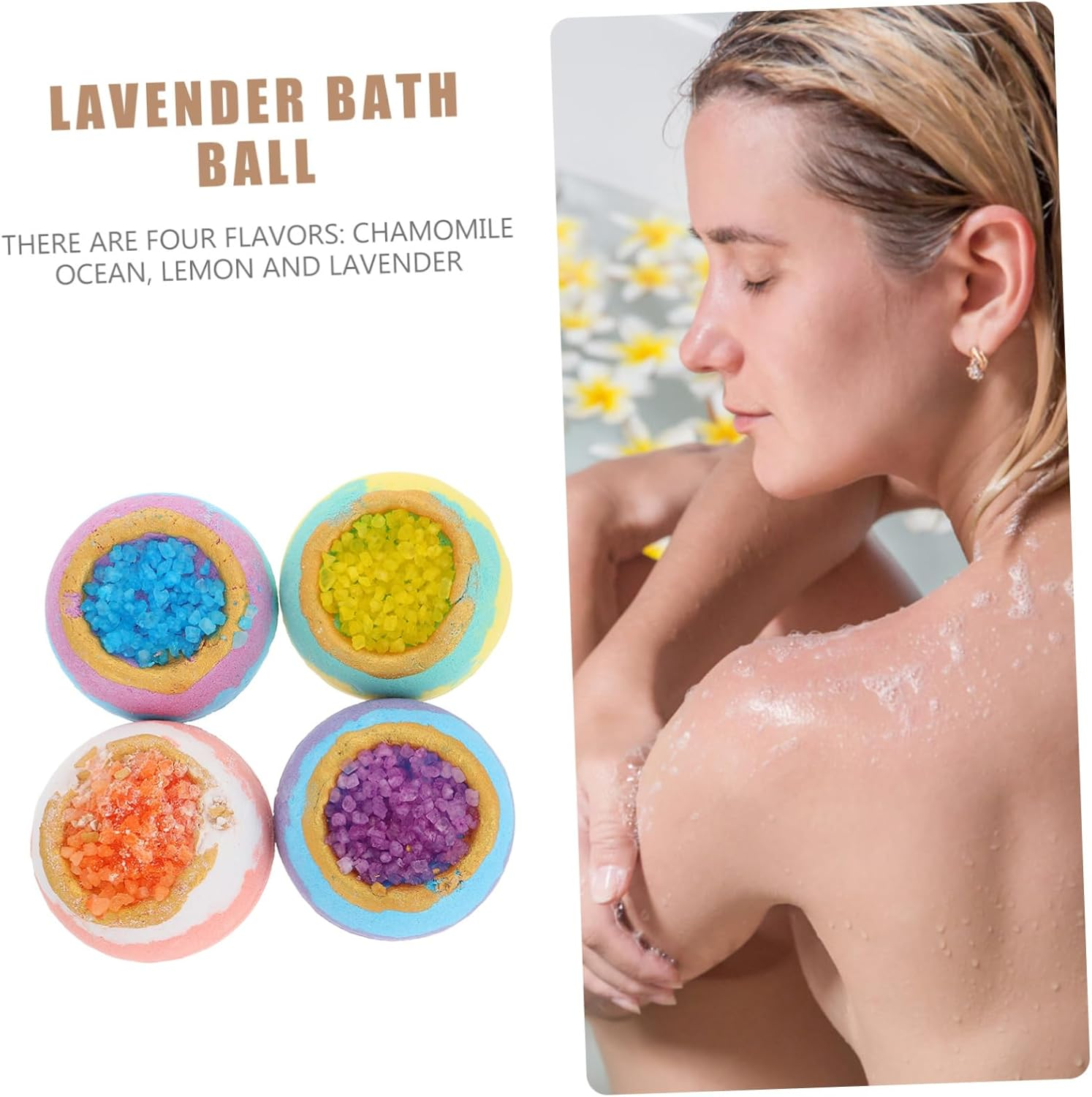 Beatifufu Bathing Bubble Making Balls 4Pcs Set Natural Essential Oil Soft at Home