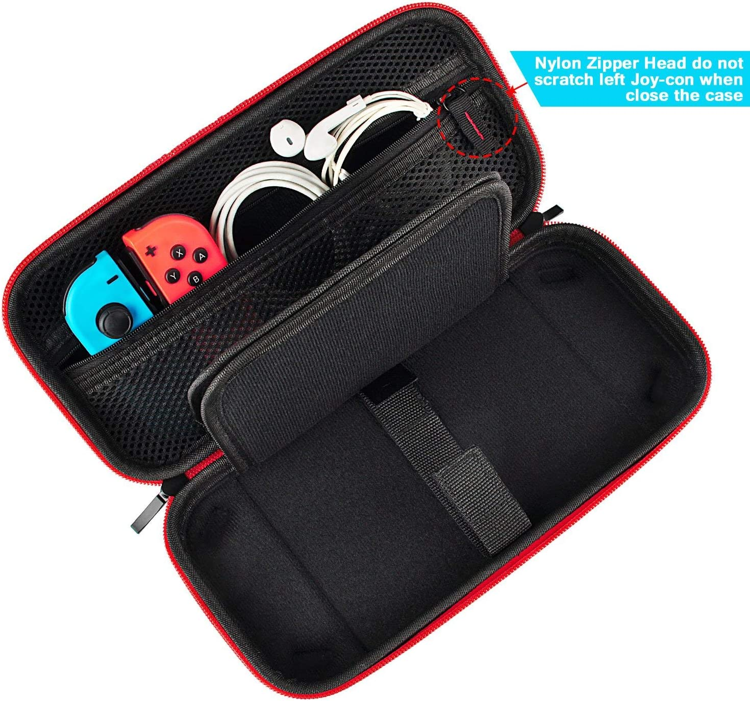 Daydayup Hestia Goods Switch Case and Tempered Glass Screen Protector for Nintendo Switch - Deluxe Hard Shell Travel Carrying Case, Pouch Case for Nintendo Switch Console & Accessories, Streak Red image number 2