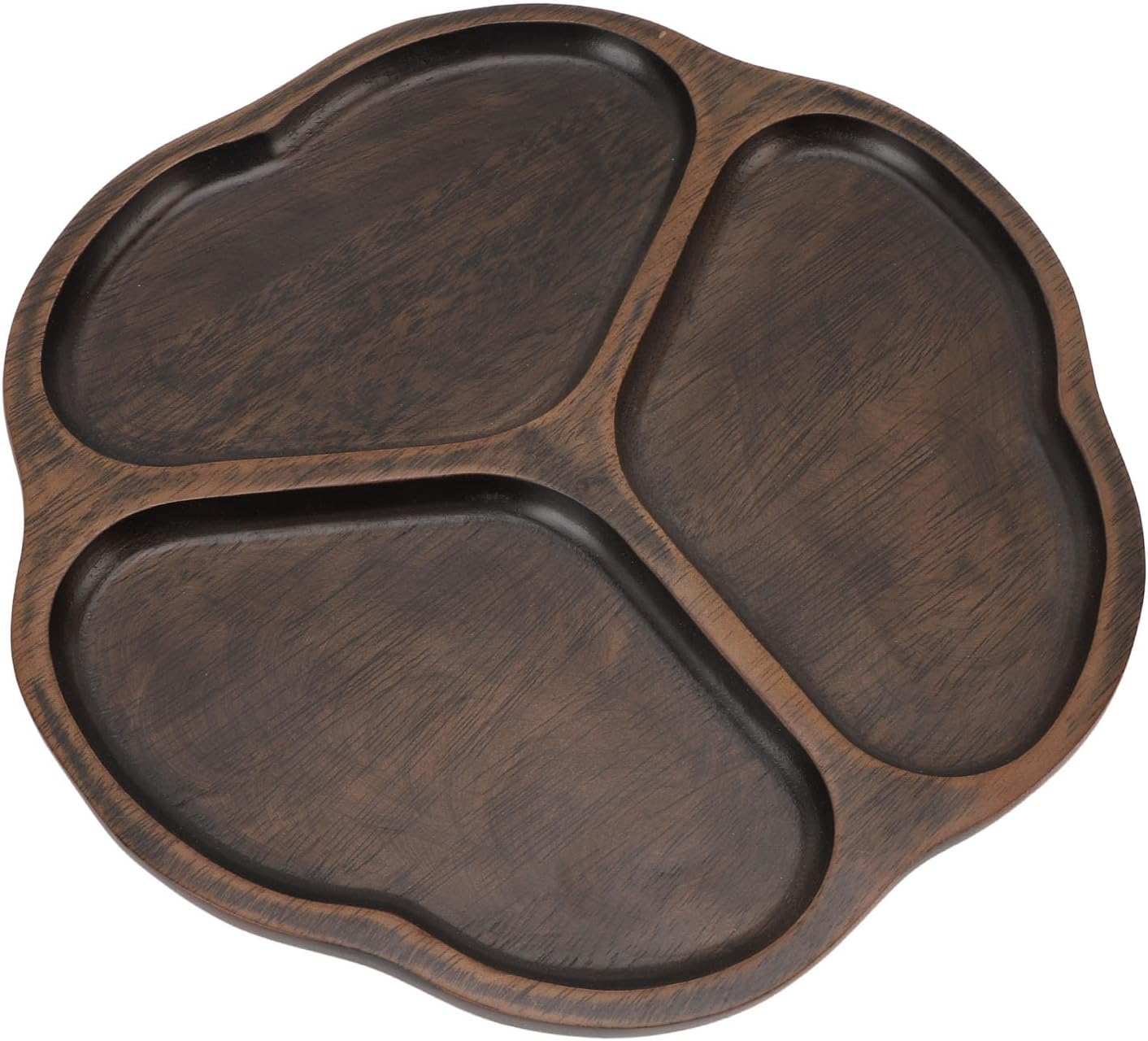 Wooden Chip and Dip Tray, Easy to Cleanup Elegant Home Decor Sectioned Ebony Serving Platter for Appetizers Snacks and Veggies(10.2In) (Style 1) image number 1