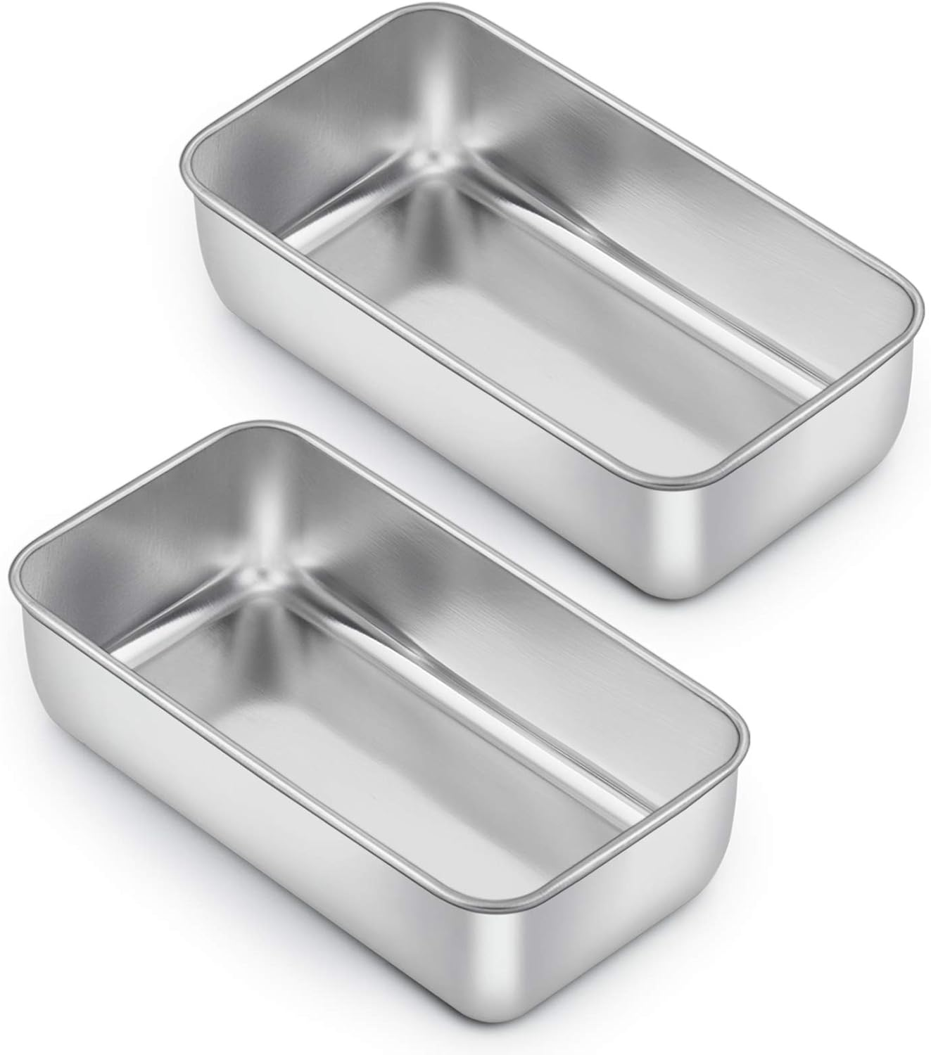 E-Far Loaf Pan for Baking Bread, 9 X 5 Inch Stainless Steel Baking Loaf Pans, Metal Bakeware for Bread Meatloaf Cake Brownies, Healthy & Non Toxic, Easy Release & Dishwasher Safe - Set of 2 image number 6
