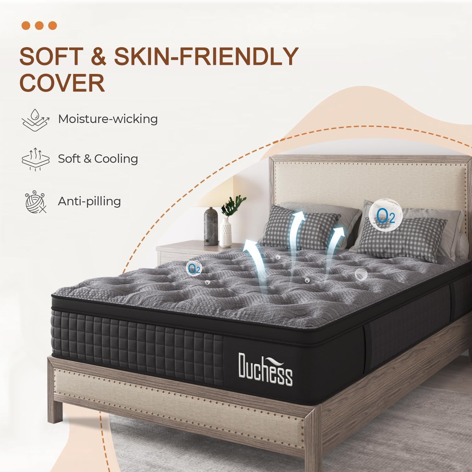 Duchess 34Cm Queen Hybrid Mattress - Mattress Comfortable Memory Foam and Pocket Springs with Pressure Relief Breathable Design Reinforced Edge Support image number 5