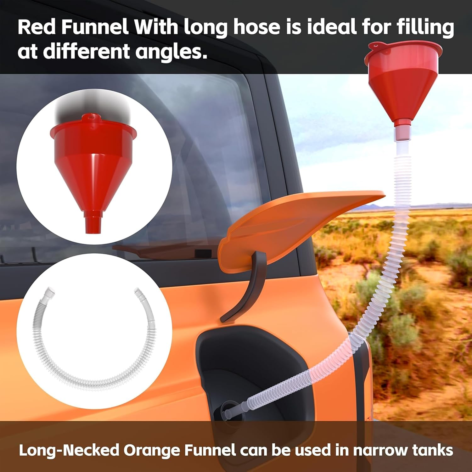 Professional 10-Piece Fuel Funnel Set for Easy Oil Changes - Flexible Right Angle Design,Anti-Spill Filter,Universal for Water/Gasoline/Engine Fluids image number 6