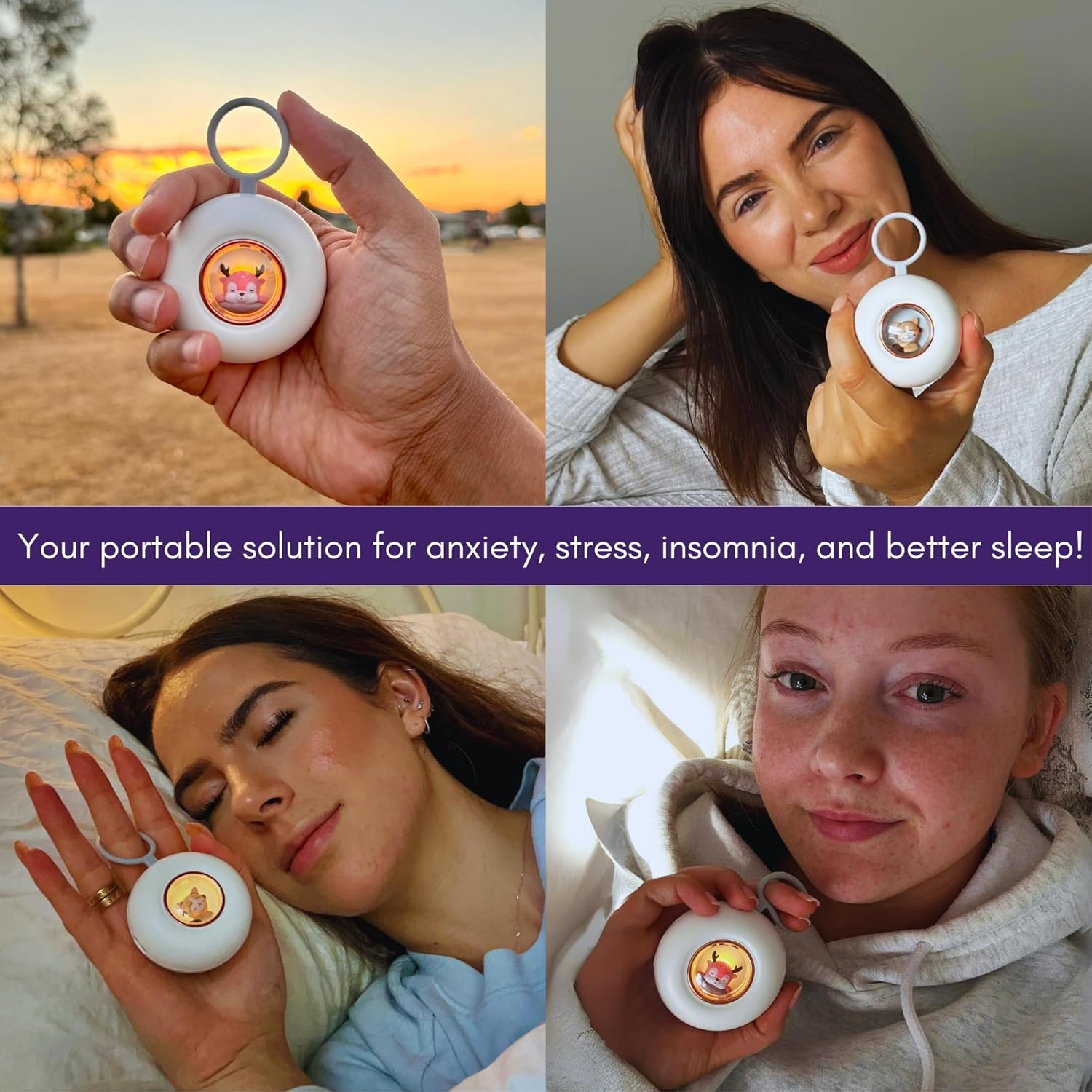 Handheld Sleep Aid Device | Jet Lag, Insomnia, Stress, & Anxiety Relief | Improve Sleep Quality, Mood, & Calm Carry | Promotes Natural Melatonin & GABA | ADHD Medication & Meditation Accessories | Gifts for Deep Sleep | Portable & USB Rechargeable (Sleepy Cat)