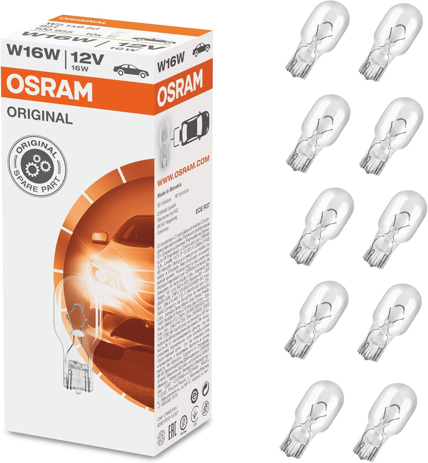 Osram 921 Fixture with 921 Glass Clamp Base of Type W16W, 921, 12V, 10 Blubs image number 3