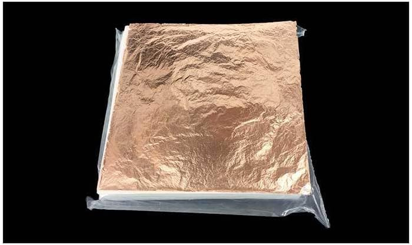 Metal Leaf Sheets Imitation Gold,Silver,Copper Leaf Sheet for Arts, Gilding Crafting, Painting, Furniture Decoration, Oose Leaf Interleaved (Rose Gold)