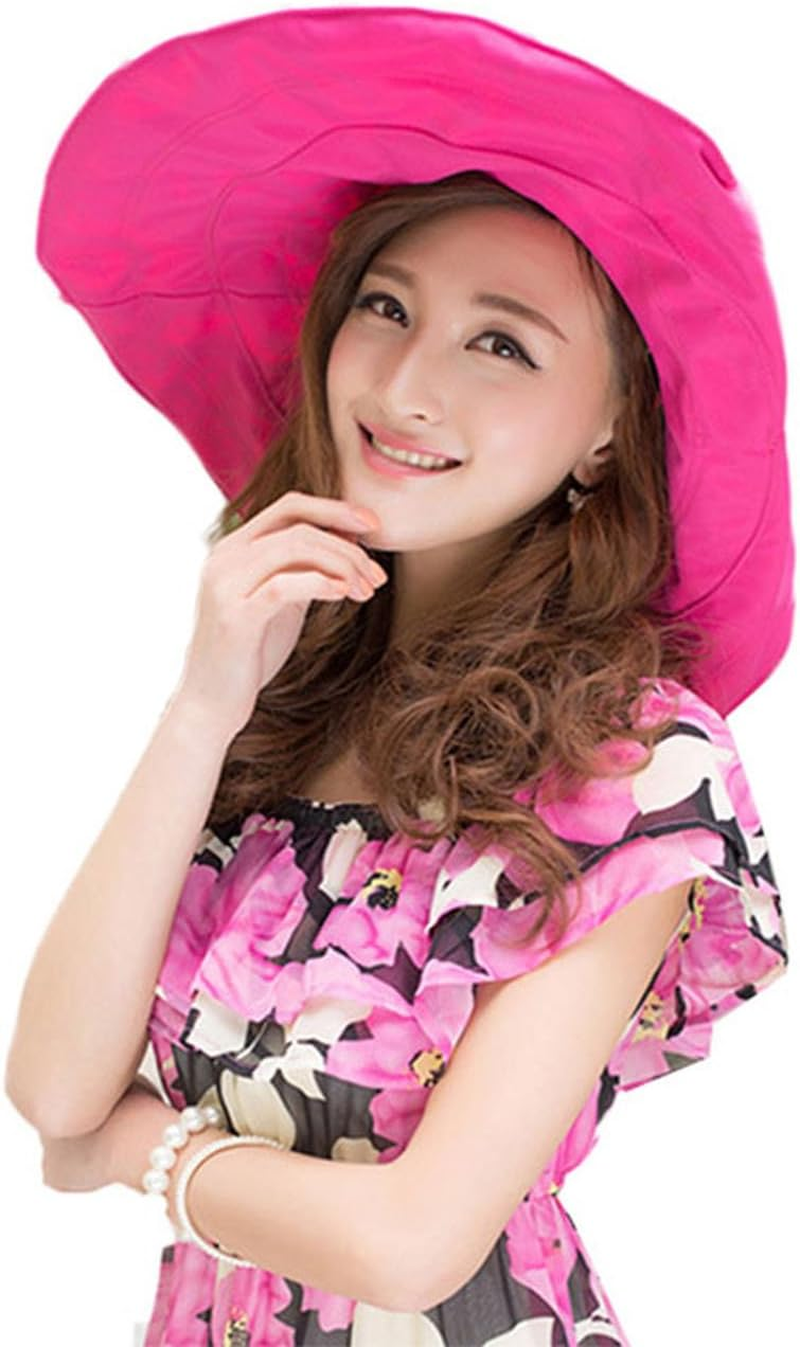 Women'S Foldable Floppy Reversible Travel Beach Sun Visor Hat Wide Brim UPF 50+ - Beige image number 3