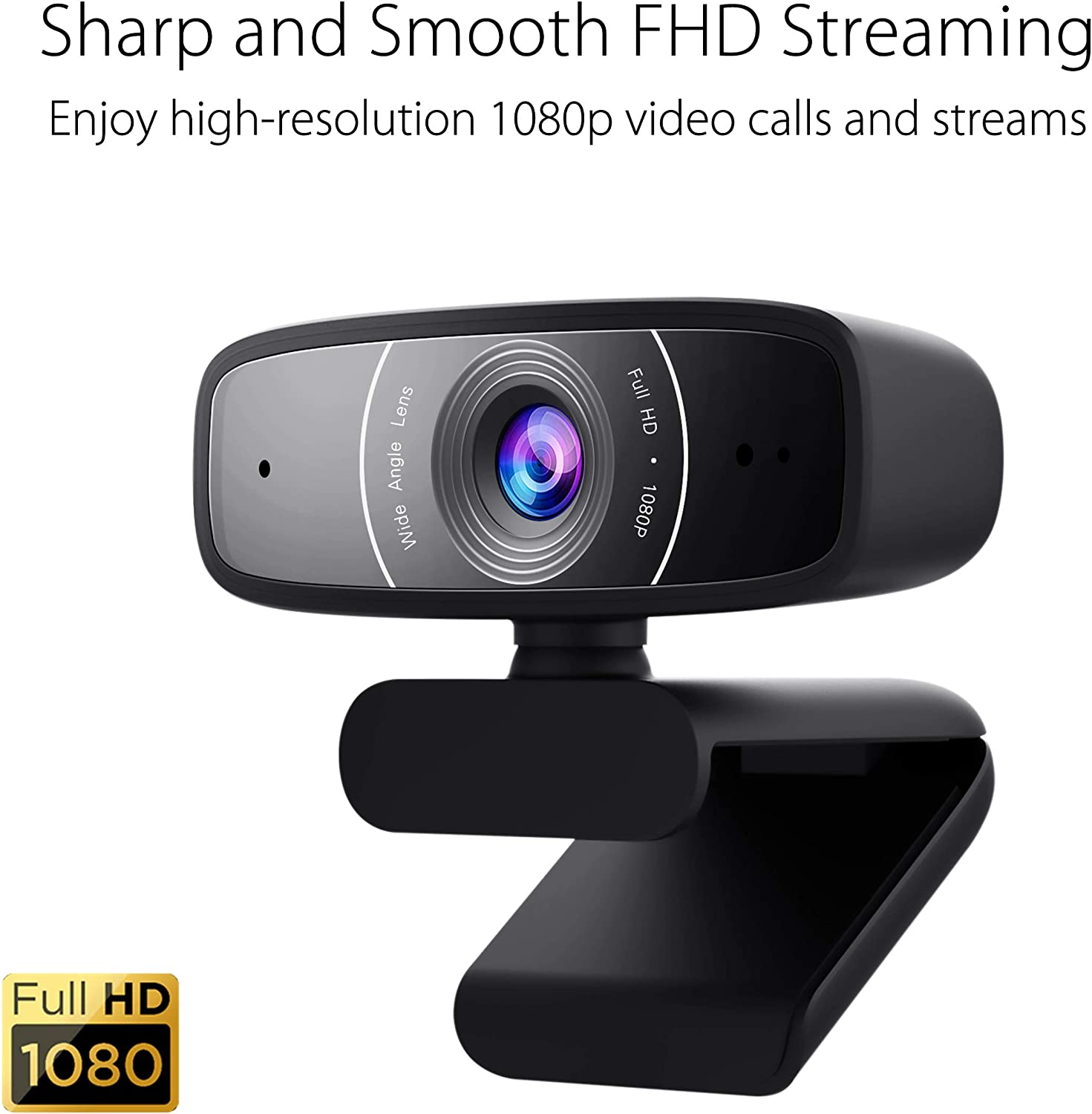 ASUS Webcam C3 1080P HD USB Camera - Beamforming Microphone, Tilt-Adjustable, 360 Degree Rotation, Wide Field of View, Compatible with Skype, Microsoft Teams and Zoom image number 4