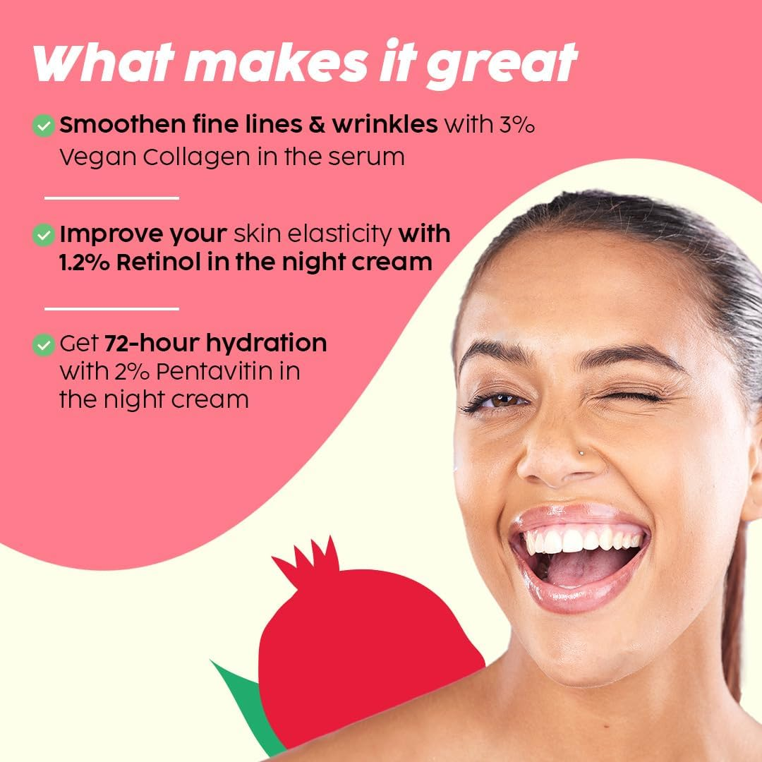 PLIX - the PLANT FIX Collagen Bounce Serum 30Ml and 1.20% Retinol Night Cream 50G with Bakuchi Oil | anti Ageing Combo for Reducing Fine Lines & Wrinkles Vegan Collagen Booster for Plump Skin image number 5