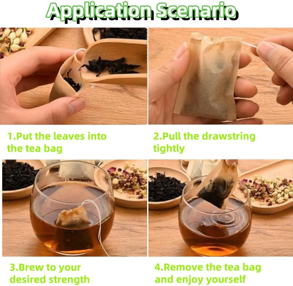 Jindizi 100 Pcs Tea Filter Bag, Natural Cotton Drawstring Seal Empty Tea Bags for Loose Leaf Herbs Teas(Round) image number 1