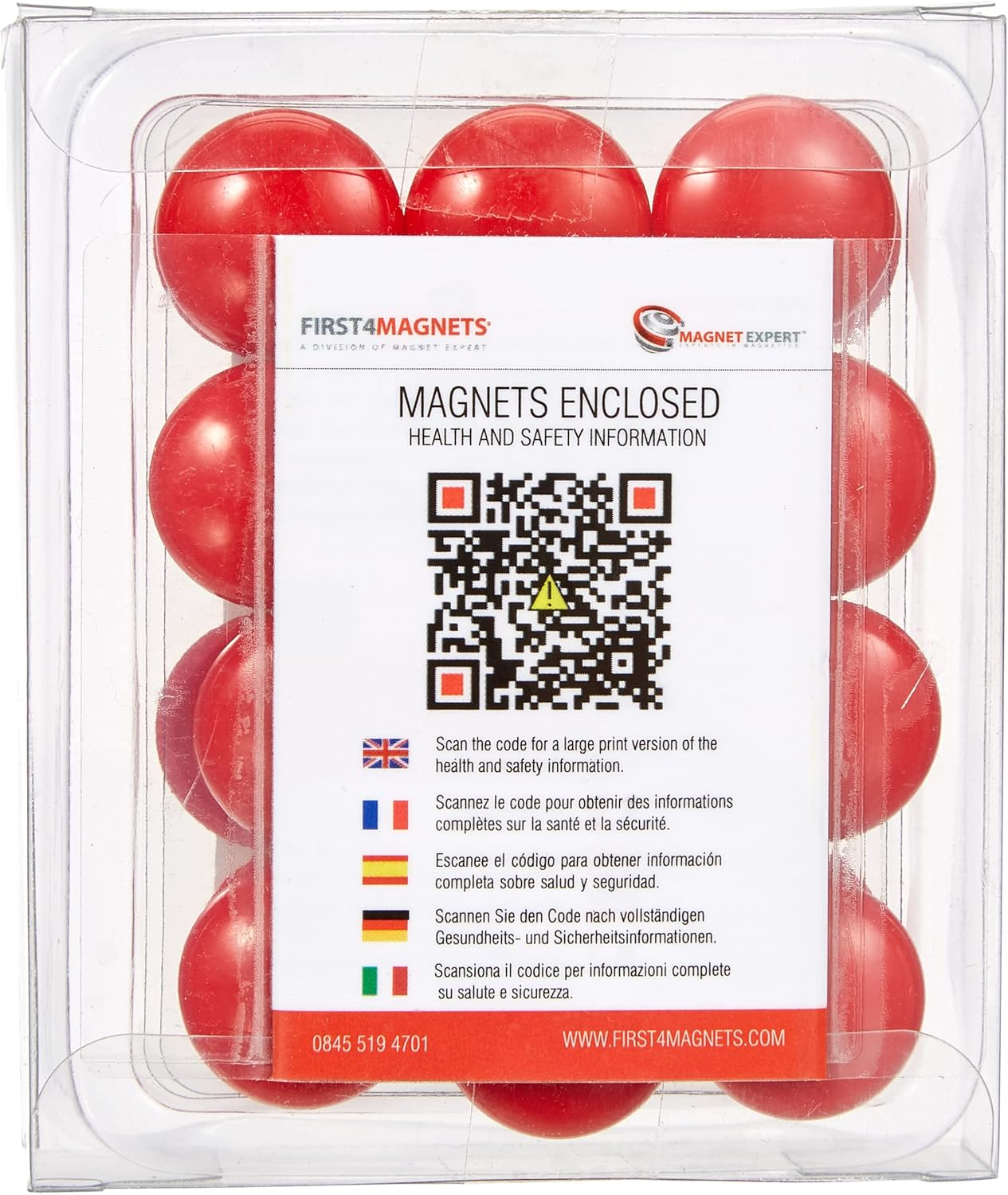 Small Red Planning Office Magnets for Fridge, Whiteboard, Noticeboard, Filing Cabinet - Pack of 24 image number 2