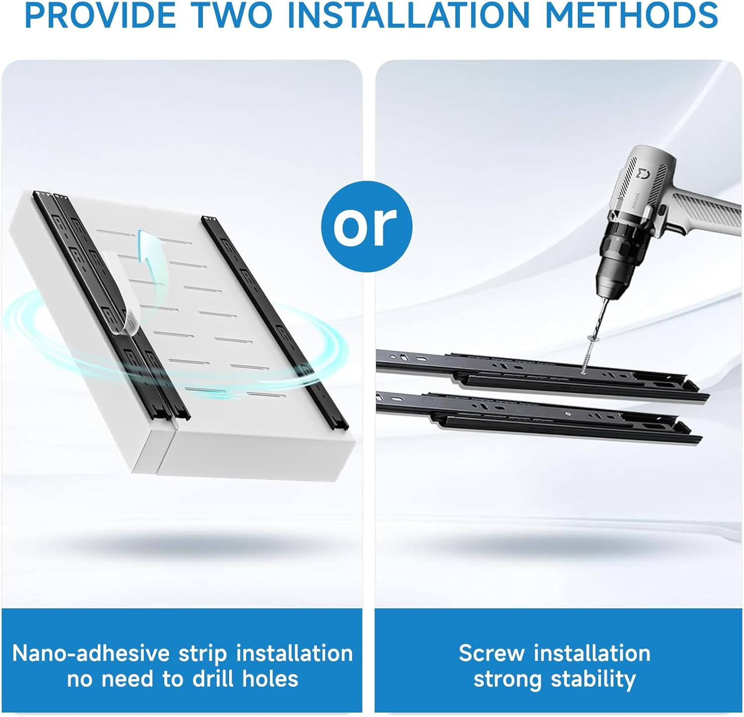 Pull Out Cabinet Organizer, Expandable (12.4"-20.5") Pull Out Drawers for Cabinets Fixed with Adhesive Film,Adjustable Peel Stick Slide Out Drawers for Kitchen Cabinets Pantry Bathroom-21&ldquo; Deep