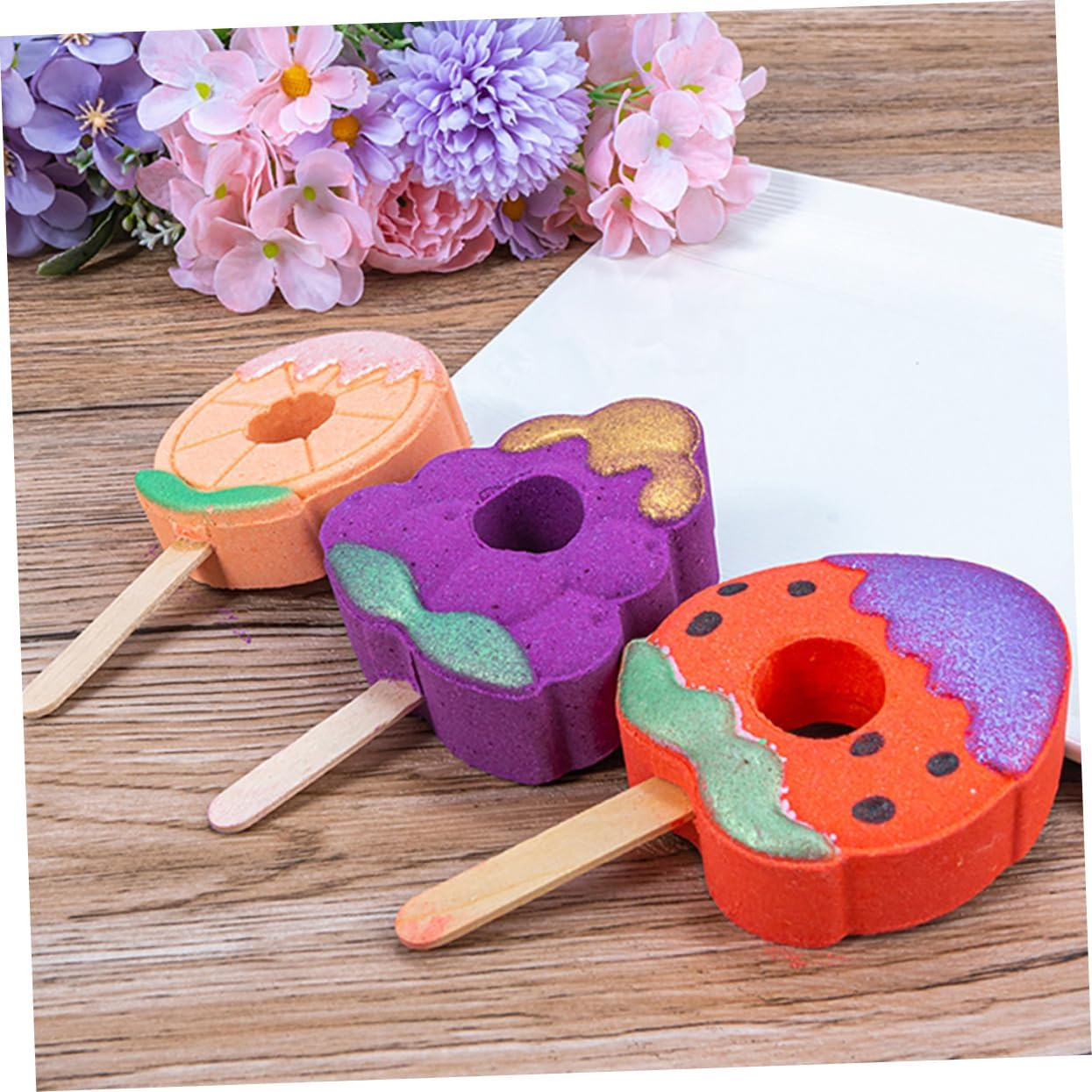 OATIPHO 4Pcs Bomb Salt Essential Oil Creative Bathing Toys Boys and Girls Bubble Bath image number 3