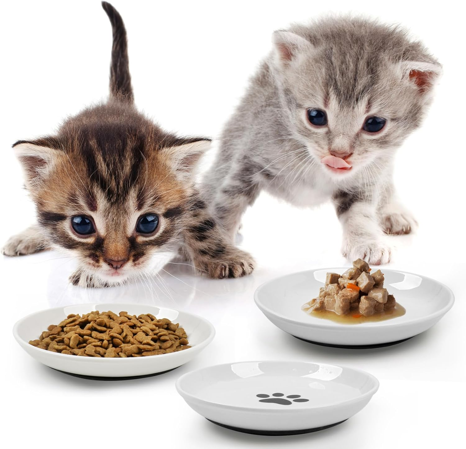 Cat Feeding Bowl Set, Non-Slip Silicone Ceramic Cat Feeding Bowl, Ceramic Cat Bowl for Kittens, Pack of 6 image number 4