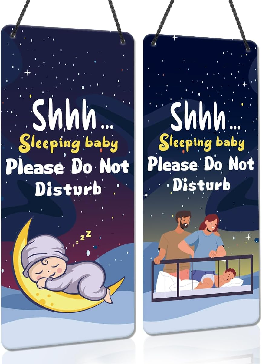 Baby Sleeping Sign for Front Door - 1 Pack Please Do Not Disturb Door Signs Do Not Knock or Ring Baby Sleeping Sign for New Born Gifts Home Nursery Baby Room 9&Prime;X4&Prime; image number 3