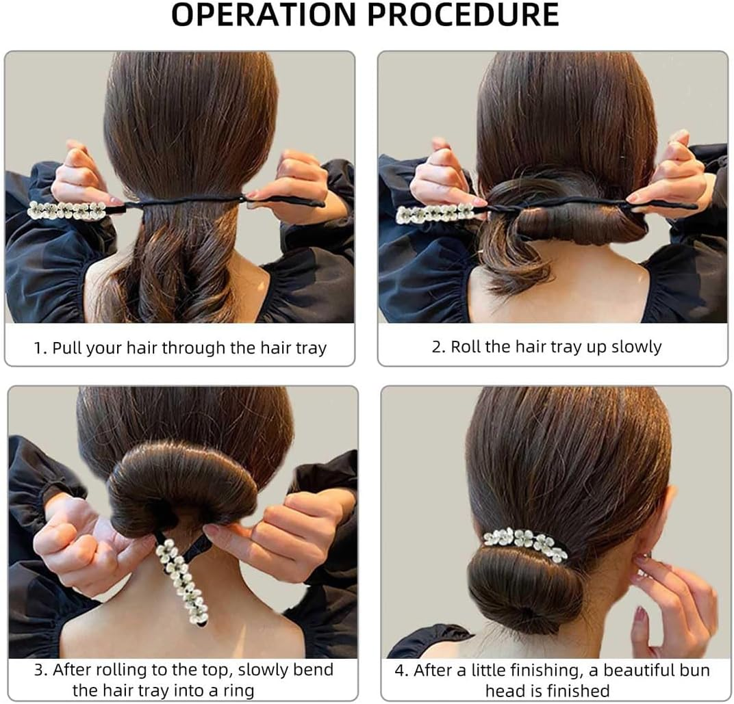 JEYORZY Pack of 4 Magic Hair Buns, Pearl Flowers Hair Bun Maker, Women'S Doughnut Hair Bun Maker, Hair Pin Hair Bun Maker, Hair Holder, Hair Styling Tool, for Girls and Women image number 2