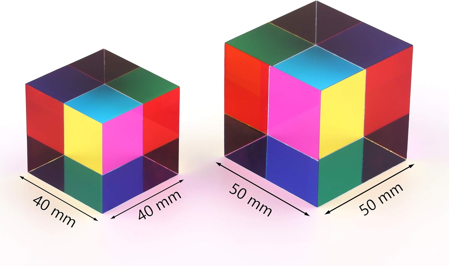 CMY Mixing Colour Cube, 50Mm (2 Inch) Acrylic Cube Prism, Cmycube for Home or Office D&eacute;cor, STEM/STEAM Desktop Toys, Science Learning Educational Kids