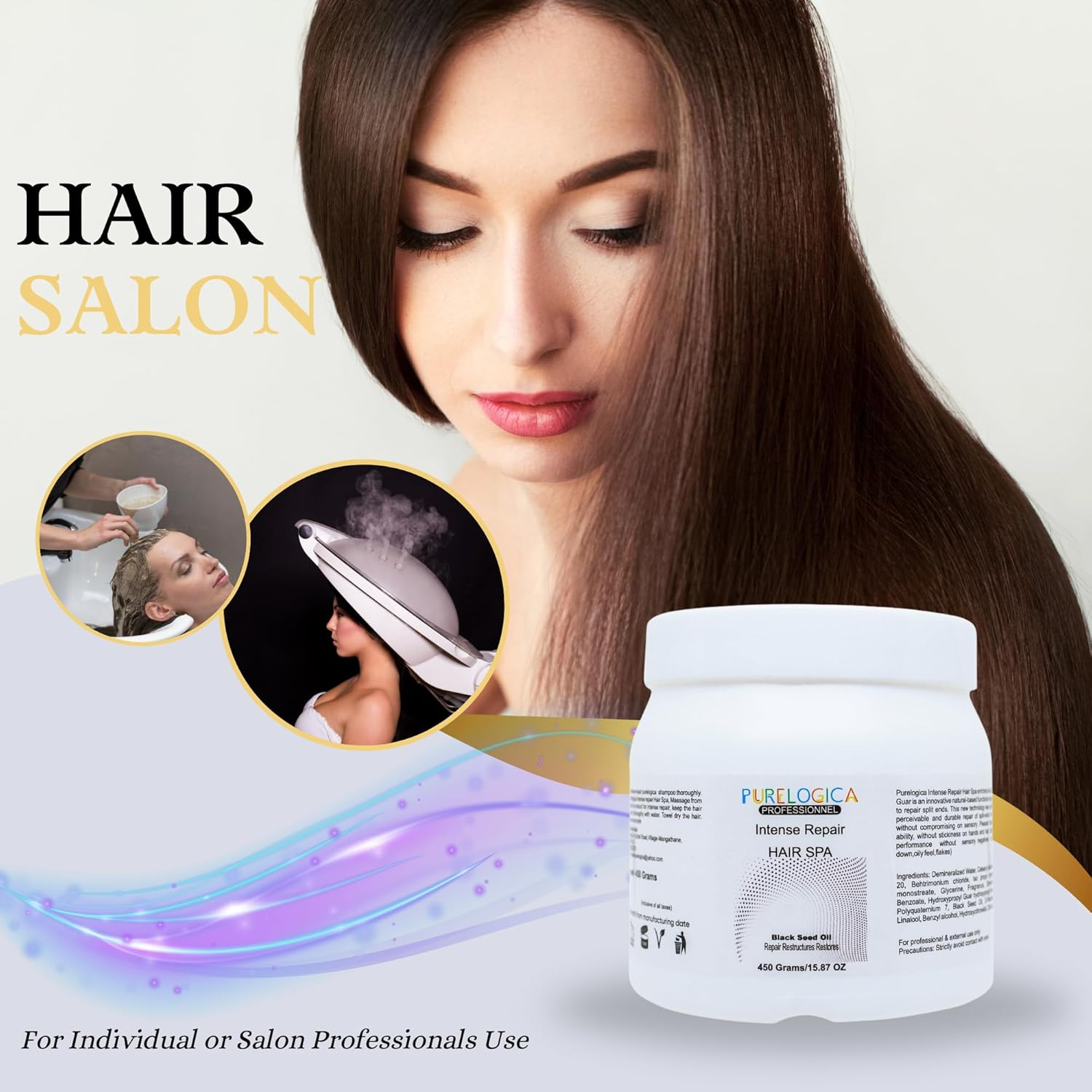 Purelogica Professional Intense Repair Home Spa Hair Mask for Hair and Scalp Generative Intense Repair, Hydration and Build Intense Strength to Cortex & Moisturise Hair Shaft for Men & Women - 450Gm image number 2