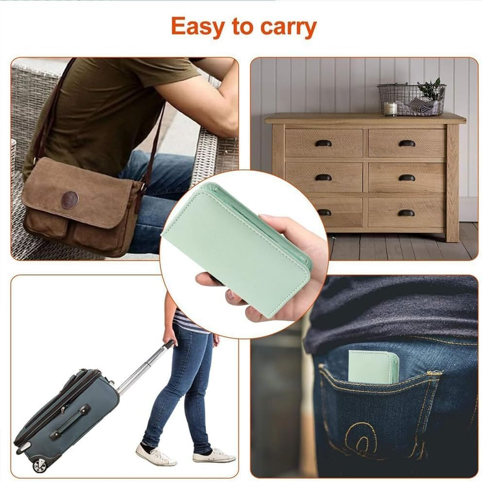 Manicure Pedicure Kit 35 in 1 Stainless Steel Nail Clippers Travel Essentials Portable Nail Care Set with Zippered Case（Green） image number 4