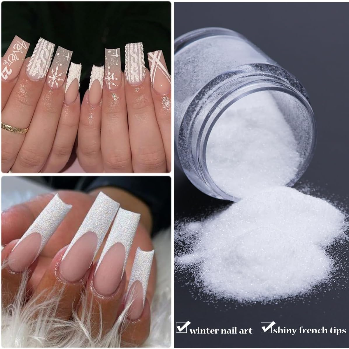 Reflective Glitter Powder Set, 8 Colors Sparkle Diamond Nail Glitter Dust, Silver Pink Purple Green Loose Glitter for Nails, Shiny Sugar Nail Powder Dipping Pigment, Nail Supplies (Sugar Powder) image number 6