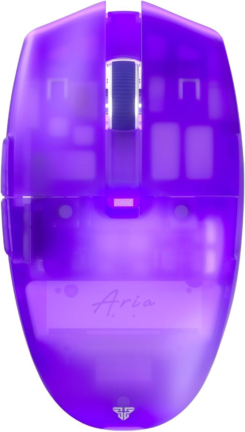 Fantech Aria XD7 Atomic Wireless Gaming Mouse, Tri-Mode Connection Pixart 3395 Gaming Sensor 26000 DPI, HUANO Switches, 59 Grams Lightweight Ambidextrous Egg Shape for PC & Laptop - Purple image number 5