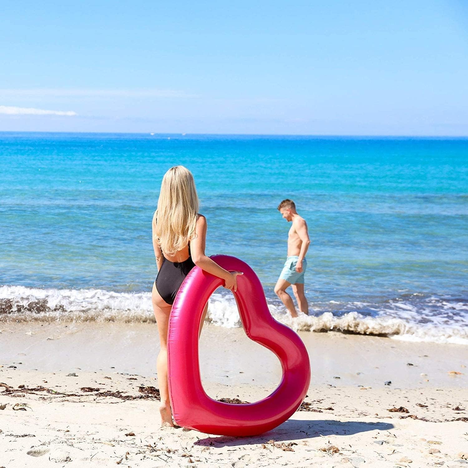 Loteli Heart Pool Float (Metallic Pink) - Pink image number 4