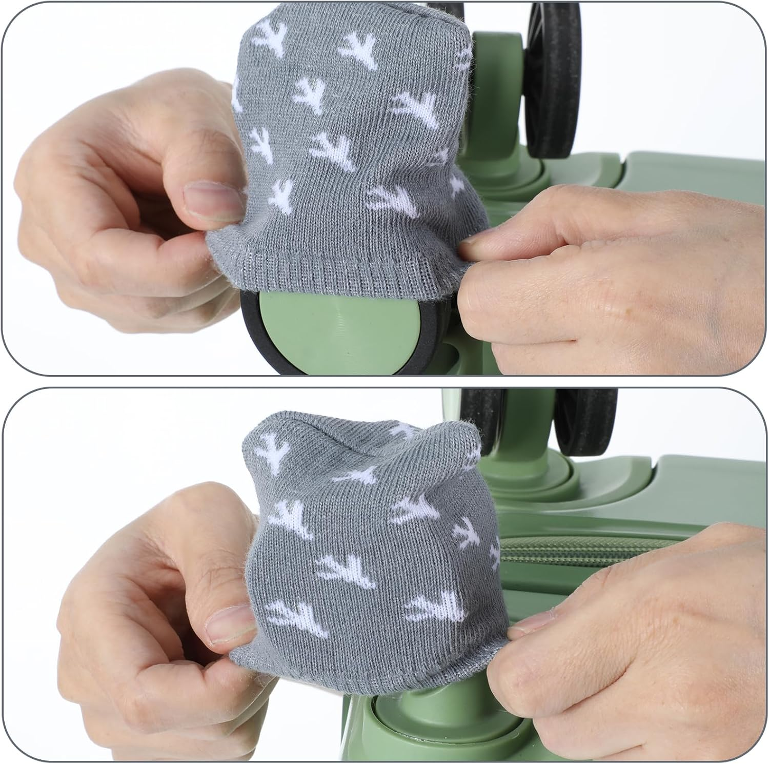 MBAIYO 8 Pcs Luggage Wheels Cover Socks, Suitcase Wheel Protector Covers Full Suitcases Wrap Fabric Protector Sock Universal Wheel Sleeves Case for Suitcase Prevents Floor Bed Dirt image number 2