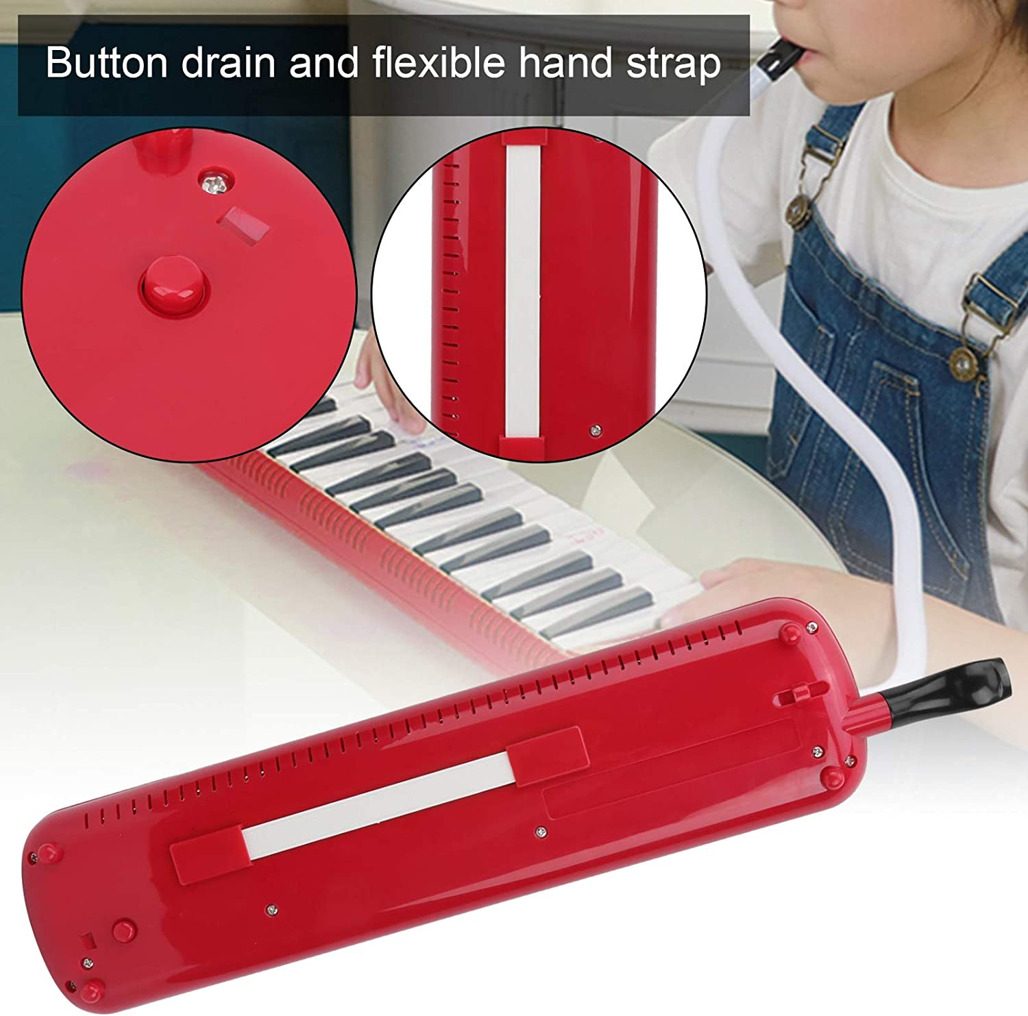 32 Key Melodica, Air Piano Keyboard Musical Instrument with Carrying Bag, Soft Blowpipe, Short Mouthpiece, Professional Mouth Melodica Keyboard for Kids Beginners Adults Gift (Red) image number 1