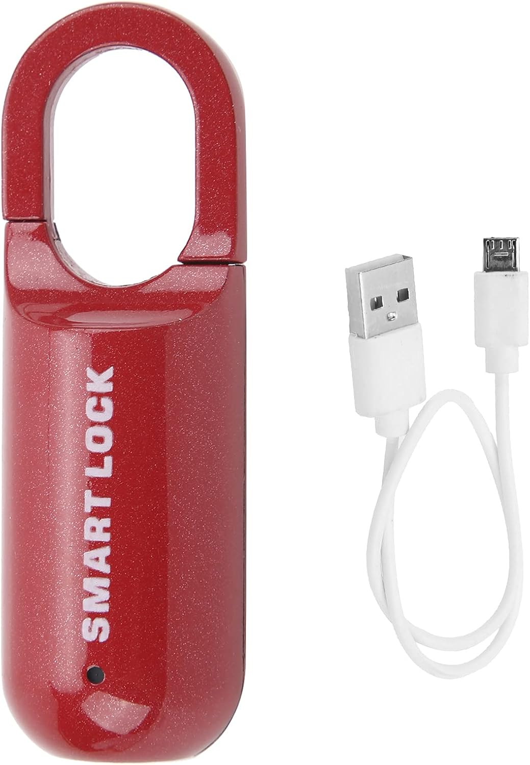 Portable Fingerprint Padlock, Keyless Fingerprint Lock, Security Mini Smart Lock, USB Rechargeable Digital Padlock, Suitable for Gym, Sports, Bike, School, Fence and Storage (Red) - Red image number 5